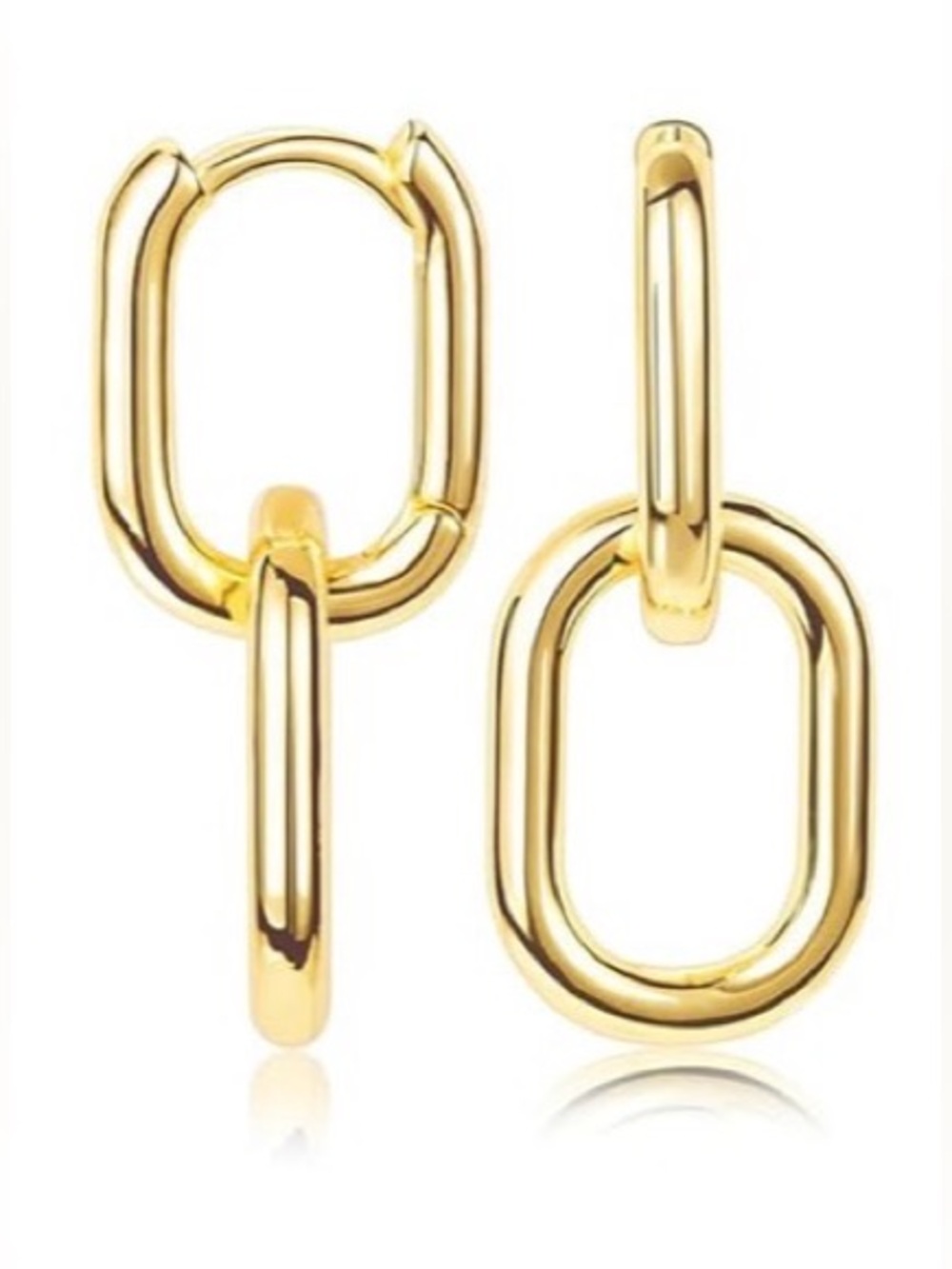 ⭐️FINAL PRICE #112 Gold Plated Double-Link Drop Earrings - Picture 2 of 9